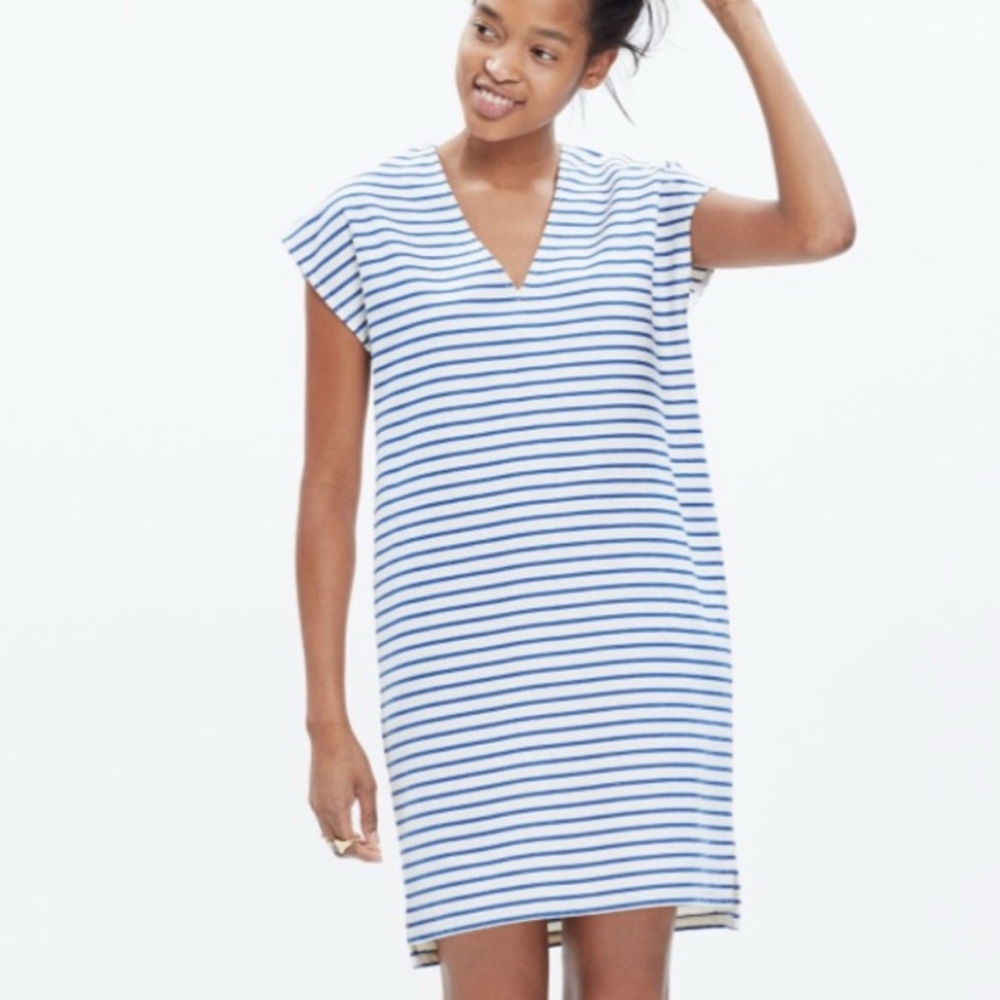 Blue and white striped casual Madewell dress